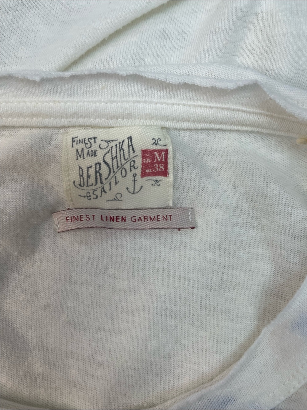 Bershka Striped Linen T-Shirt Ivory - Picture 10 of 11